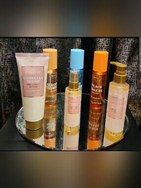 Camellia Blush Scented Body Mist & Scrub Set - Pink & Gold Accents